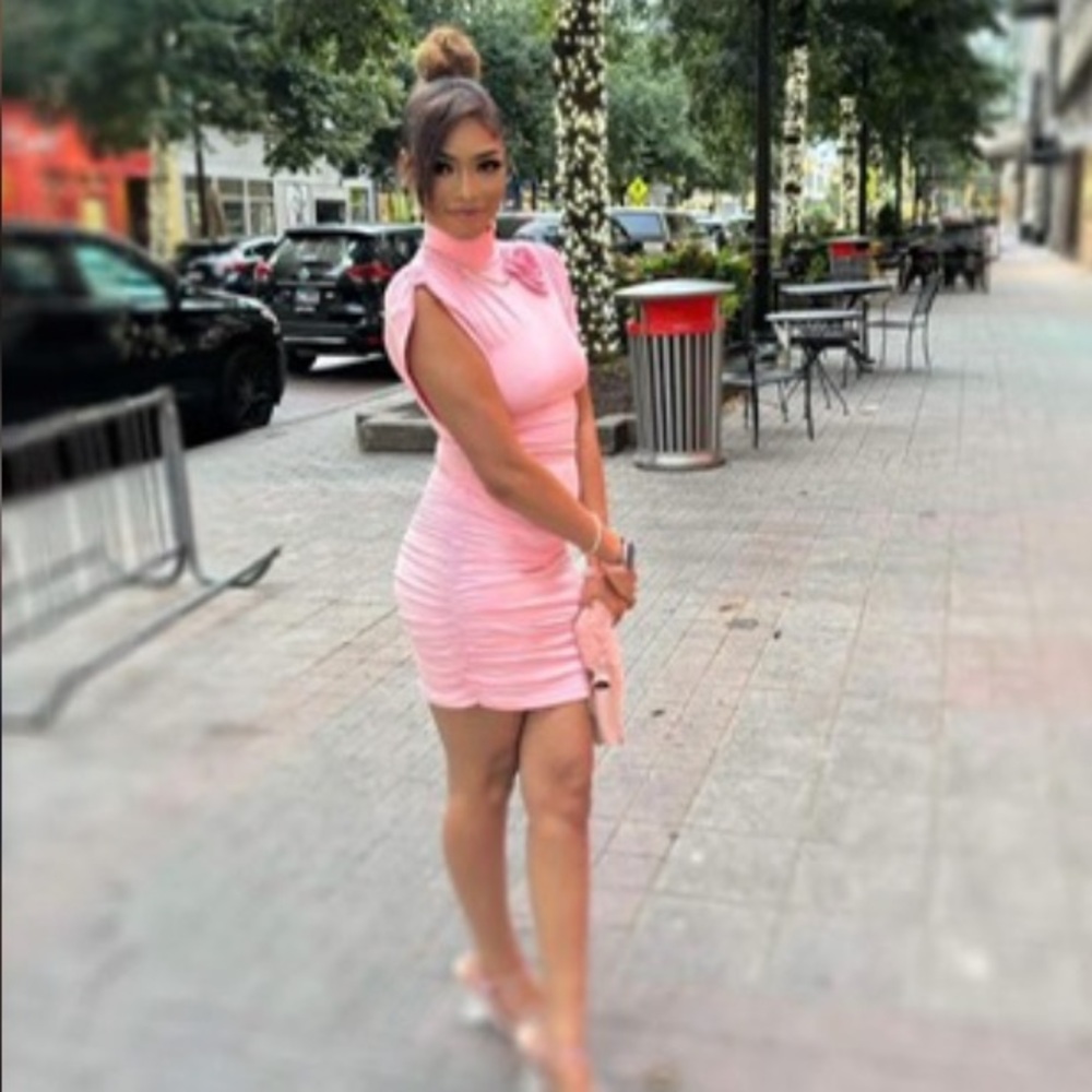 Elegant Pink Ruched Dress